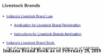 Indiana Brand Book as of February 28, 2018